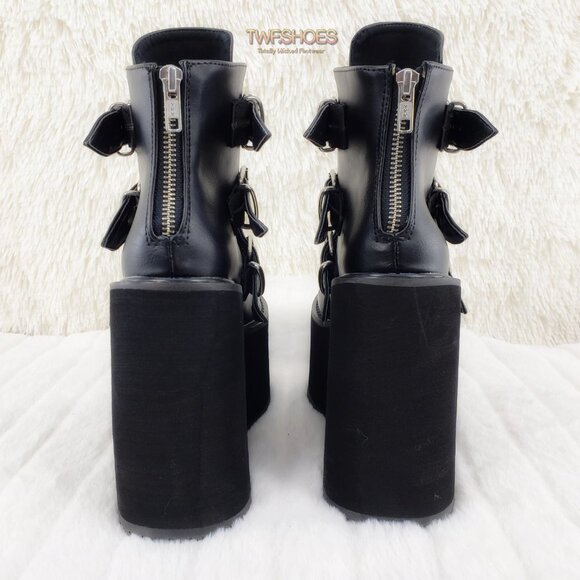 Black Platform Goth Punk Ankle Boots Swing 105 - Picture 4 of 13